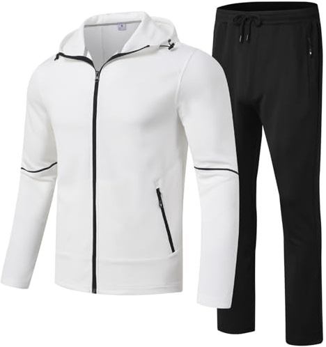 Rdruko Trainingsanzüge für Herren, 2-teiliges Set, Trainingsanzüge, Jogging, Workout, Fitnessstudio, Aufwärmen, Sportbekleidung, Anzüge mit Kapuze