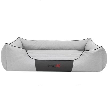 Bjird Hundebett - Hundekorb für kleine mittelgroße & große Hunde - Hundekissen - Hundesofa - Bezug abnehmbar und waschbar - Comfort - Größe: M - Aschgrau Kunstleinen
