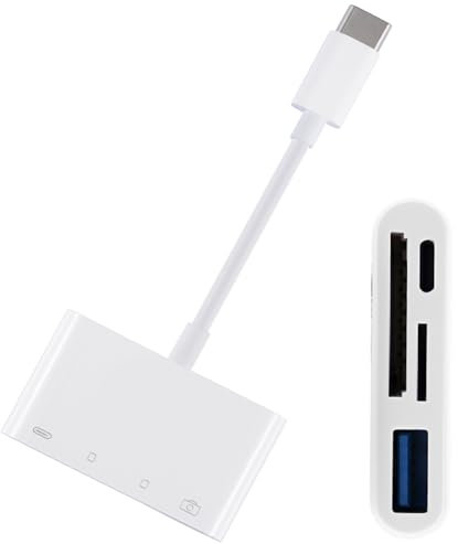 Lorlorkool USB C to SD Card Reader, 3 in 1 Memory Card Reader with USB for SDXC, SDHC, SD, MMC, RS-MMC, Micro SDXC, Micro SD, Micro SDHC Card for iPhone 15 Pro Max, and More USB-C/Type C Device