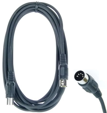 Paccs 1 x 5 m Midikabel, 5 pol schwarz, DIN MIDI Kabel 5 polig