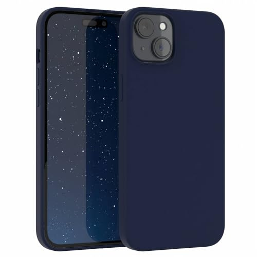 EAZY CASE Premium Silikon Handyhülle kompatibel mit iPhone 15 Plus Slimcover mit Kameraschutz und Innenfutter, Silikonhülle, Schutzhülle, Bumper, Handy Case, Hülle, Softcase, Nacht Blau