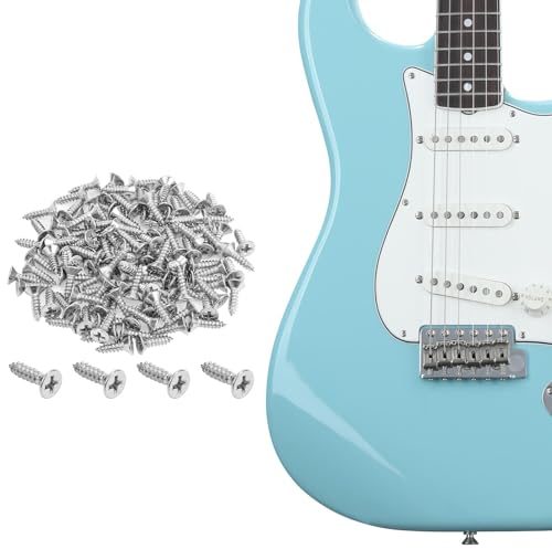 Gitarren Schrauben,80 Stück Schlagbrett Schrauben,Pickguard Schrauben,Schlagbrett Screws,Edelstahl Pickguard Screws,Befestigungsschrauben Metall für E-Gitarre E-Bass Guards