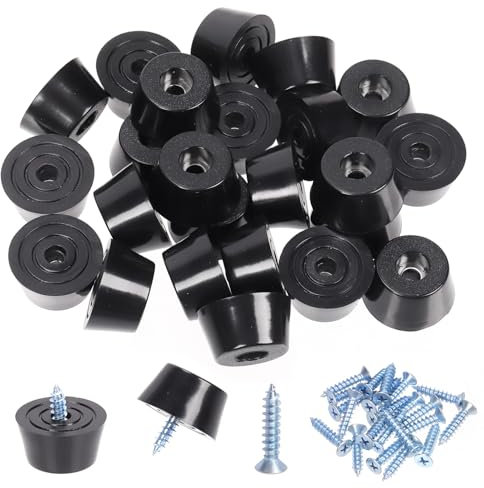 Tanstic Lot de 24 pieds de planche à découper antidérapants en caoutchouc noir avec vis et tournevis pour appareils électroménagers, meubles