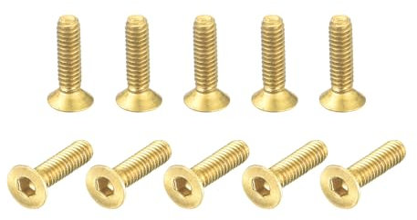 QUARKZMAN Vis à Tête Cylindrique à Embase Plate, M2-0.4 x 8mm, en Laiton, avec Entraînement Hexagonal Intérieur, Lot de 24 Pièces