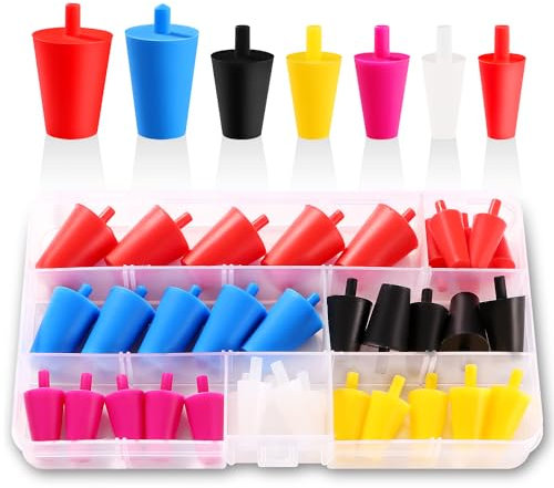 YIXISI 35 Stücke 7 Größen Konische Silikonstopfen Sortiment Set, Hochtemperatur Silikon Konisch Stopfen, Silikonstopfen Kegellochstopfen, für Malerei, Pulverbeschichtung, Eloxierung
