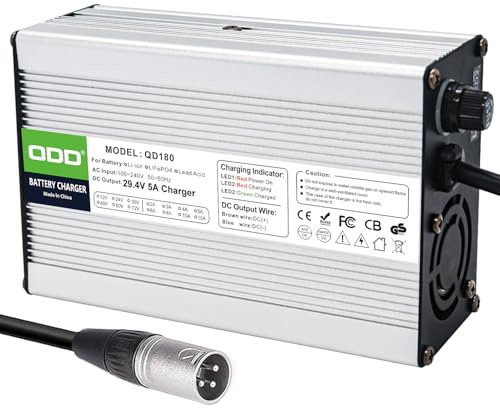 QDD 29.4V 5A Battery Charger For 7S 25.9V Lithium Battery Pack with 3 Pin XLR (1+2-) Connector