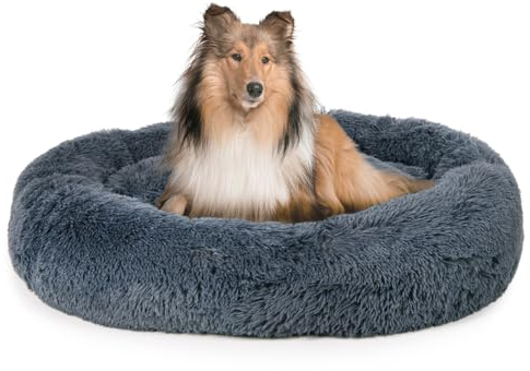 LITTLE LORD | Hundebett Ceddie - Flauschiges Hundekörbchen, Schlafkörbchen rund - dunkelgrau | ca. Ø 115 cm