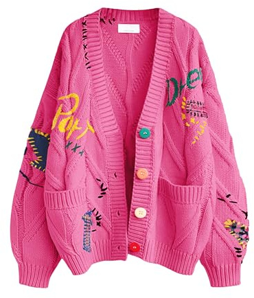 Damen-Strickjacke mit Zopfmuster, lange Ärmel, offene Vorderseite, V-Ausschnitt, Knopfleiste, Stickerei, Wollmischung, Pullover, Jacke, Outdoor-Kleidung