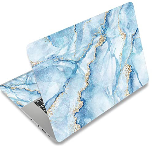 icolor Pellicola adesiva in vinile per laptop da 13, 13,3, 14, 15,4, 15,6 pollici, autoadesiva, per computer portatile (marmo blu e bianco)