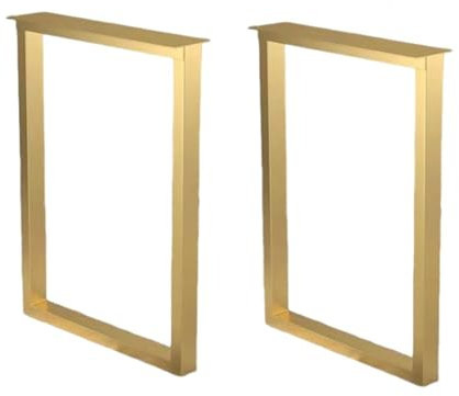 Lot de 2 pieds de meubles en métal doré très résistants en fer forgé pour table basse, banc, tables d'appoint et chaises (60 cm)