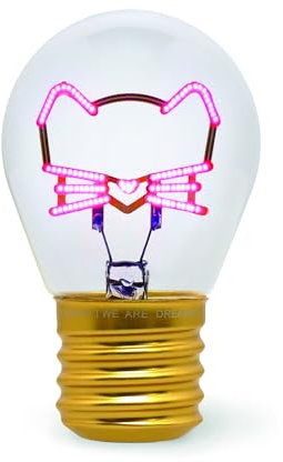 LEGAMI - Glühbirnenförmige Tischlampe, wiederaufladbar mit USB Kabel, kabellos, Glühbirnen Fiktion, Kitty Thema, 6,8 x 10,3 cm