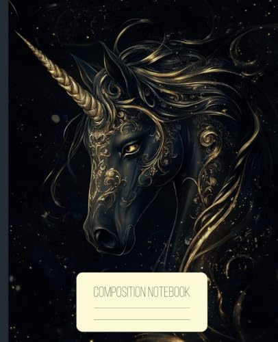 Regal Fantasy Style Unicorn Composition Notebook: College Ruled Creative Writing Book Featuring a Unique Creature