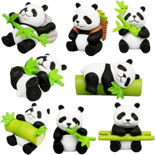 8 Stück Panda Figuren Torte, Panda Kuchen Deko, Panda Figur Harz Mini-Tieren, Panda, Dekoration, niedliches Spielzeug, Figuren, Dekoration, DIY, Gartenarbeit (8 Pandas)