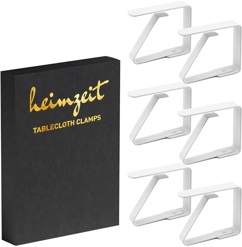 heimzeit Pinces à Nappe 12 Pièces en Acier Inoxydable de Haute Qualité Blanc