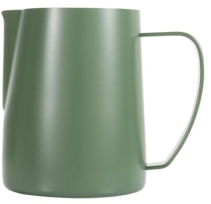 Milk Frothing Pitcher, 12oz/350ml Stainless Steel Espresso Steaming Pitcher, Milk Frother Steamer Cup For Latte Art Cappuccino With Measurement Scale, Green