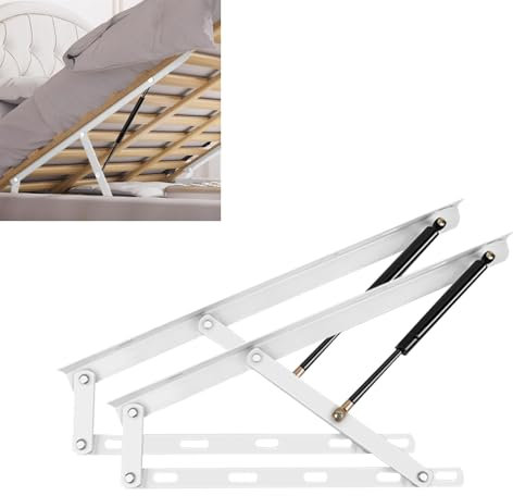 Lujo Soporte De Cama Resistente Para Habitación De Invitados, Mecanismo De Elevación De La Cama, Juego De 2 Bisagras, Apertura Y Cierre Suaves, Plegable Herraje De Con Elevación Para Sofá Cama(White,1