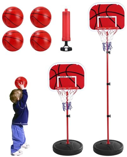 Panier De Basket Enfant, 50-150cm Panier Basket Exterieur, Panier Basket Enfant, Intérieur Extérieur, Portable avec Base Lestage