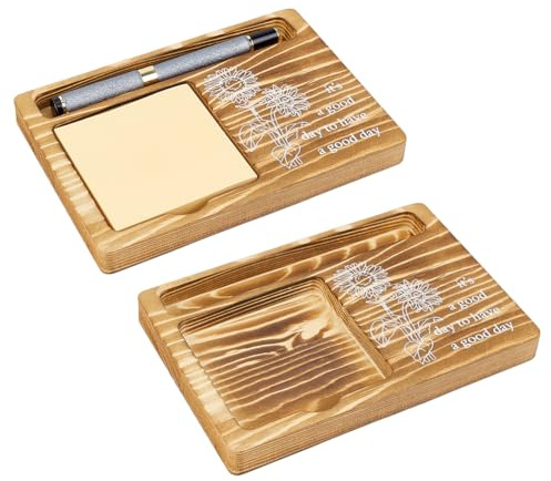 PH PandaHall 2er Packung Haftnotizhalter Aus Holz Notizzettel Aufbewahrung Stiftehalter Niedlicher Notizzettel Organizer Mit Blumenmuster Schreibtischaccessoires Für Büro Zuhause Schule Dekor 17x12cm