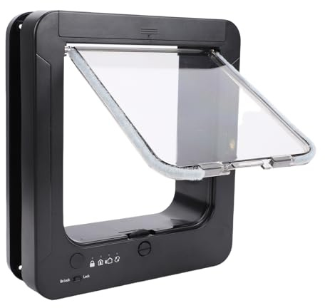 Yanmis Puerta Inteligente para Gatos para Interior y Exterior, Puerta para Mascotas con Microchip y Apertura de Solapa con 2 Collares Activados, Puerta para Gatos con Apertura