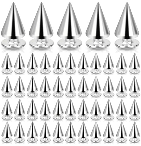 200 Pcs Bullet Cone Spikes Screw Back Leather Bullet Cone Punk Studs for Clothing 10mm Cones Spikes Studs with Screwbacks Punk Rivets for DIY Crafts