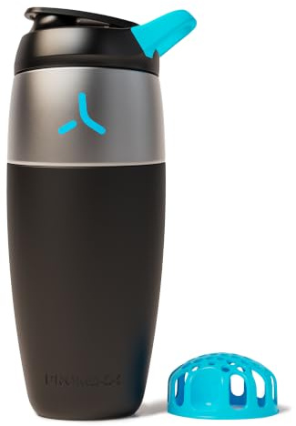 Promixx Pursuit Edelstahl Shaker - 950ml Leichter Metall Proteinmixer mit Snap-Fit für Glatte Shakes - Auslaufsicher Geruchsfrei für Fitness - Schwarz
