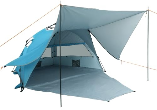 ARTETHYS Strandmuschel Pop Up Strandzelt, 4-5 Personen Automatisches Strand Zelt UV Schutz 50+, Tragbar Große Sonnenzelt mit Sonnensegel, Wind- & Sonnenschutz für Familien Strand Camping Garten, Blau