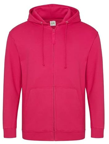 AWDis Just Hoods Men's Zoodie Hoodie, Pink (Hot Pink), Medium