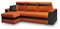 mb-moebel Ecksofa Sofa Eckcouch mit Schlaffunktion und Bettkasten Ottomane Schlafsofa Bettsofa Polstergarnitur Wohnlandschaft - Tommy (Ecksofa Links, Orange)