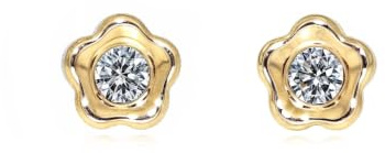 Kinder & neu geboren Daisy Ohrstecker - Gelbgold 18 Karat (750) - Geschenkbox - Garantiezertifikat