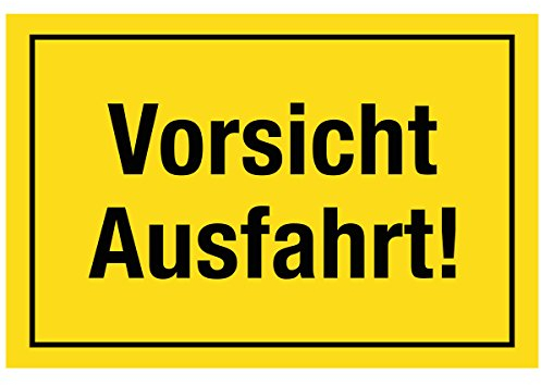 WANDKINGS Hinweisschild - Vorsicht Ausfahrt! - stabile Aluminium Verbundplatte - Wähle eine Größe - 20x15 cm