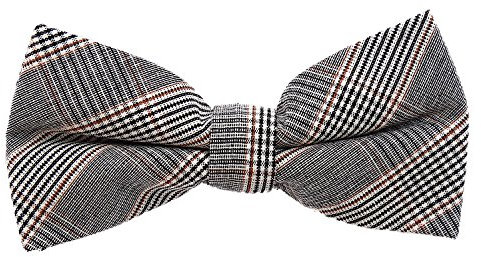 DonDon Noeud papillon à Tweed Look en coton pour homme 12 x 6 cm avec crochet déjà lié et réglable - gris-marron à carreaux