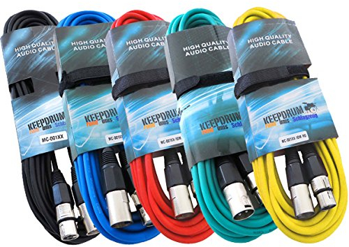keepdrum MC Kit 001 X X 5 X 10 m câble micro XLR couleurs