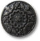 Knopfparadies - 5er Set leicht gewölbte bildschöne matt dunkel eisenfarbene Ösen Metallknöpfe mit plastischem Blumen & Ranken/Matt dunkel eisenfarben (Fast schwarz) / Metall Knöpfe/Ø ca. 23mm