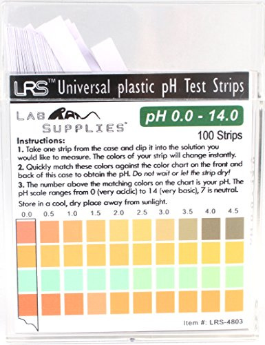 Plastic pH Test Strips, Universal Application (pH 0.0-14.0, 0.5 pH Intervals), 100 strips