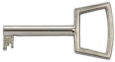 Gedotec Bartschlüssel Deko Ersatz-Schlüssel Schrank Buntbartschlüssel für Möbel-Schloss & Schubladen - 0472 | 40 mm | Schlüssel Messing vernickelt matt | 1 Stück - Möbelschlüssel mit Junie-Sperre 1