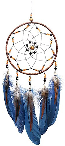 MOONFLY Dream Catcher Handmade Traditional Feather Dreamcatcher Hanging Home Wall Decoration Craft Ornament for Home, Bedroom, Kids, Boys Native American Style Décor (Star)