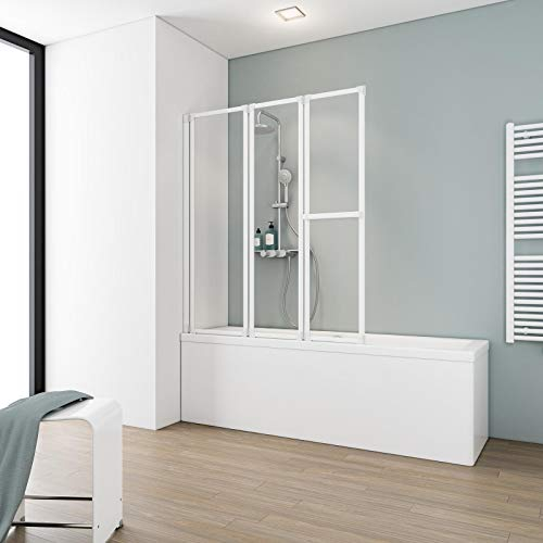 Schulte Badewannenfaltwand Komfort, alpinweiß, Kunstglas mit Softline-Dekor, D1510 04 01