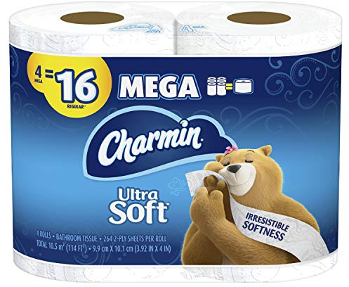 Charmin Ultraweiches Toilettenpapier, 4 Megarollen = 16 normale Rollen