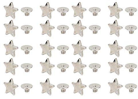 Atyhao 20 Piezas Remache en Forma de Estrella, botón de Perno Prisionero Estrella Remaches de Estrella Tachuelas Broche Bricolaje Ropa Zapatos decoración con Tornillos(Plata)