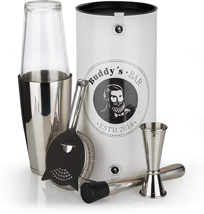 Buddy´s Bar Boston Bar Set de 700 ml, coctelera Boston de Acero Inoxidable Pulido