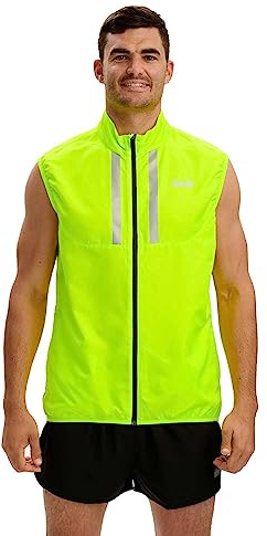 Time To Run Gilet Veste de Course a Pied Sans Manche Pour Homme Avec Poches - Légère Coupe-Vent Respirant - Idéal Pour L'exercice et Le Jogging - de S Vert Citron