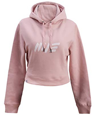 Manufaktur13 Oversize Crop Hoodie - Kapuzenpullover, Cropped Sweatshirt/Langarmshirt, Crop-Top Pullover für Damen/Frauen/Mädchen, bauchfrei, Kordeln aus Metall, Bolero (M13) (Rosé, M)