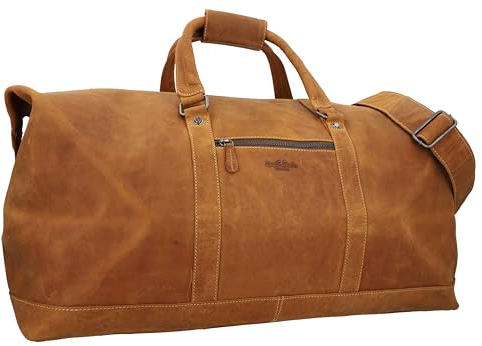 Gusti Weekender Leder Fernando – Reisetasche Leder Herren aus echtem Büffelleder mit Schultergurt, viel Stauraum & wasserabweisendem Innenfutter