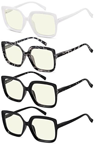 Eyekepper 4er-Pack Lesebrillen Blau Licht Blocking Quadrat Computer Leser Frauen +0.00