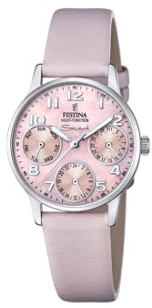 Festina Montre pour femme F20540 Outlet Boîtier en acier inoxydable 316l Gris argenté Bracelet en caoutchouc