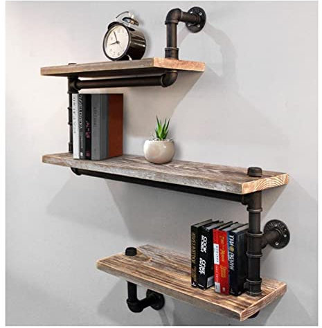 XLTFUC Industrial Retro Wall Mount Iron Pipe Shelves,bathroom Wall Mounted Storage Rack,Storage Organizer for Toaster,Utensils Wrought Iron Bookcase