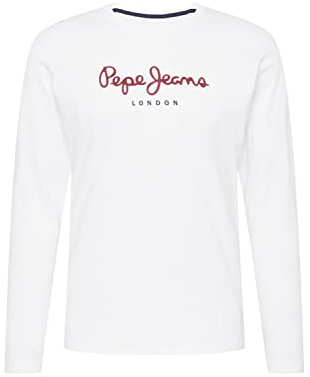 Pepe Jeans Eggo Slim Fit Langarmshirt für Herren, Weiß, Large