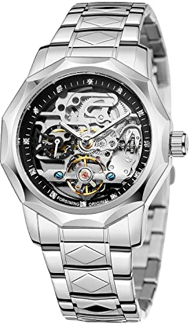 FORSINING Automatische mechanische Uhr, Skelett, wasserdicht, Chronograph, Business, Mode, analoge Armbanduhr, Skelett-Mode