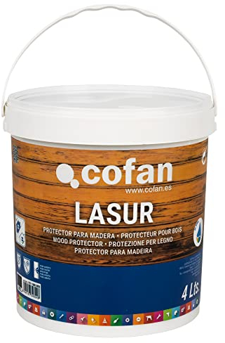Cofan Lasur Protector al Agua para Madera | Color Roble con acabado Mate | Bote de 4 litros