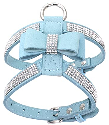 Kleines Hundegeschirr, Strass Welpe Kitty Weste Geschirre weiblich niedlich Fancy funkelnden weichen hübschen Kristall Diamant für XS Hund Haustier